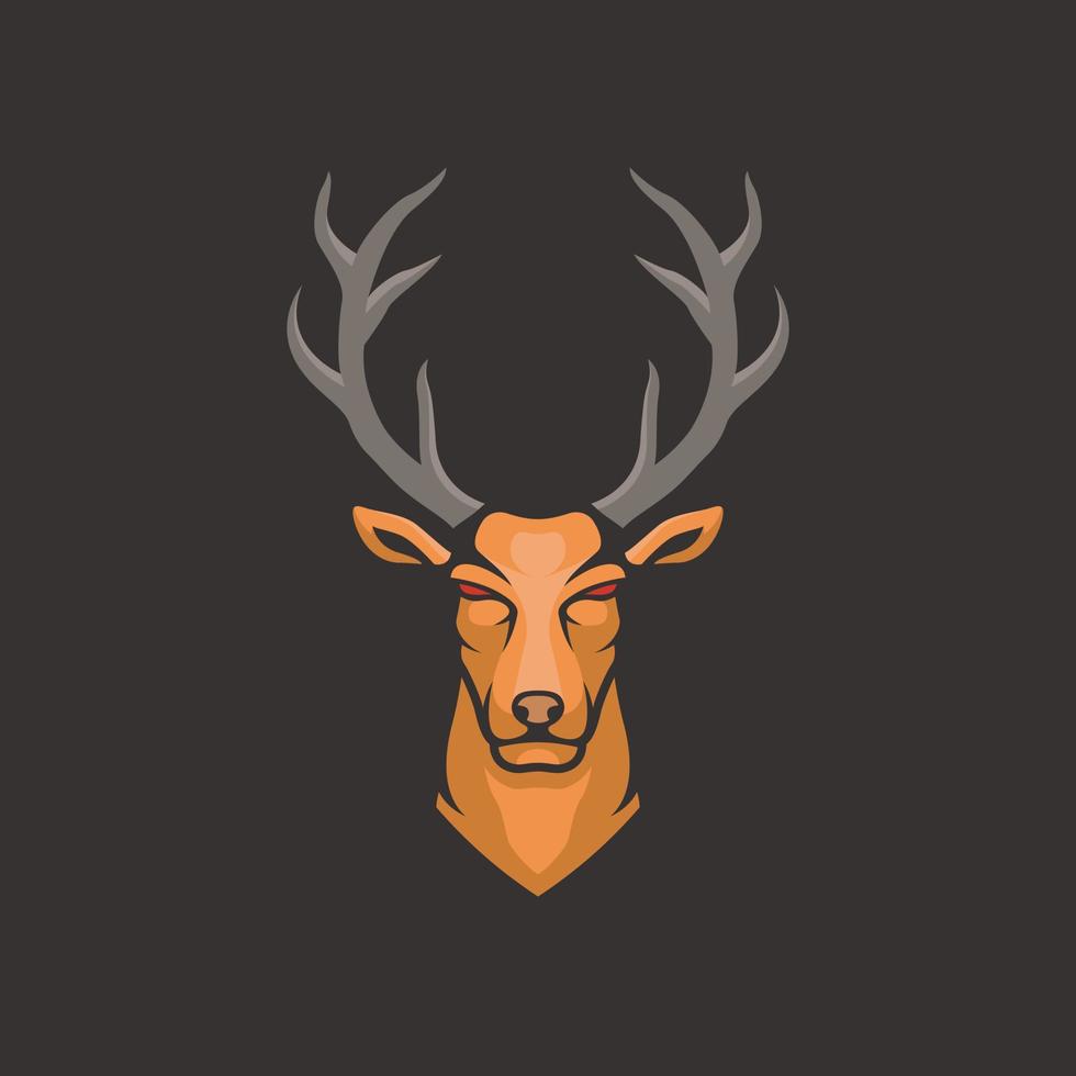 deer buck stag head face illustration for esports logo design vector