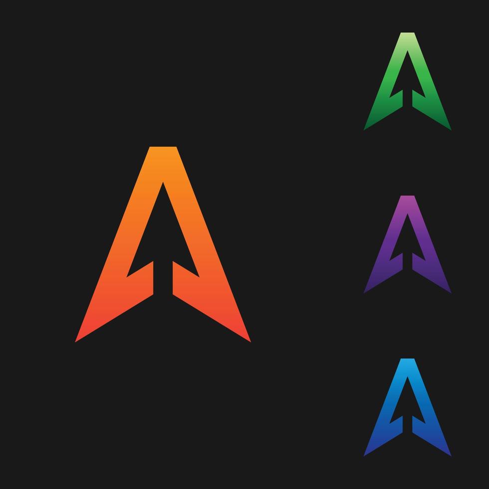 initial letter A arrow gradient logo design vector