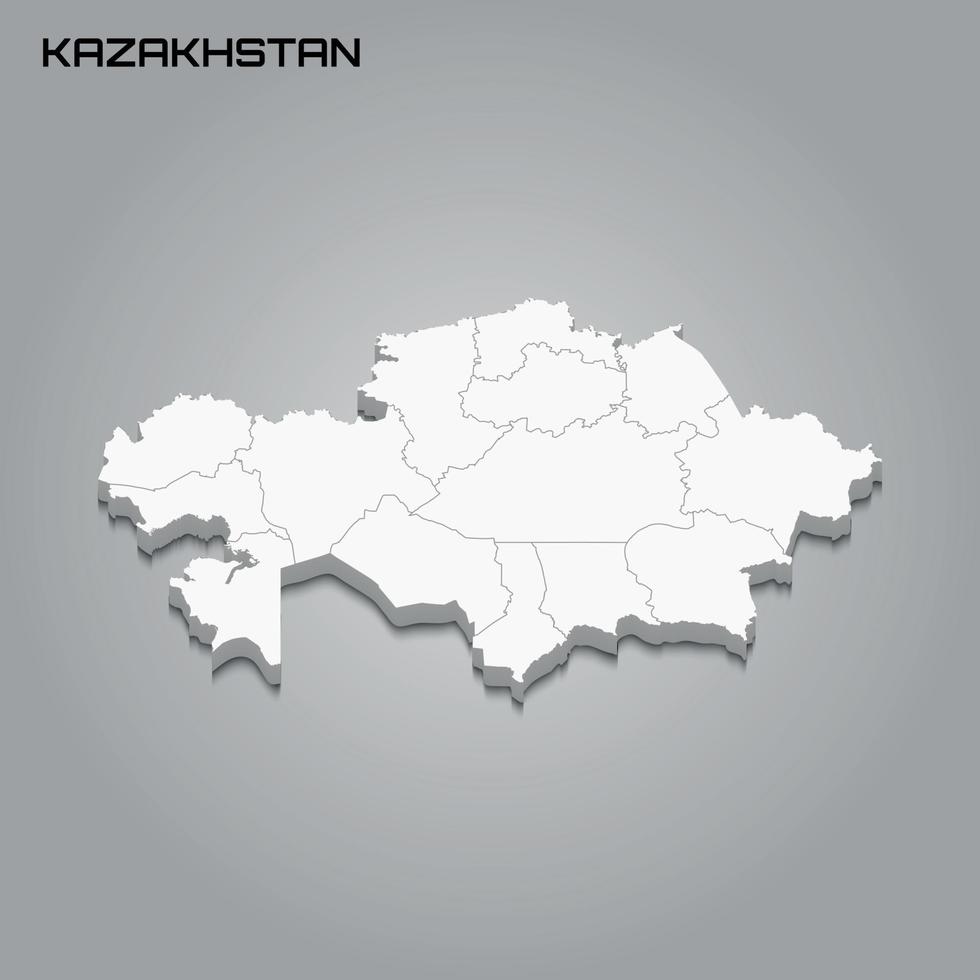 3d map with borders of regions vector