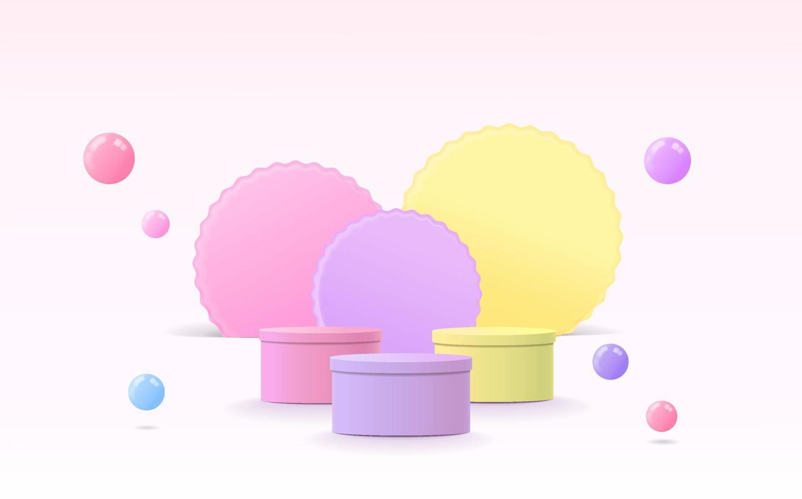 3D rendering podium, colorful background with empty space for kids or baby product vector