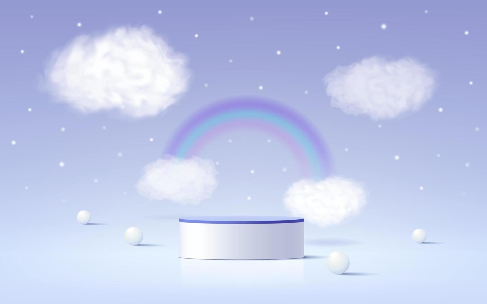 3d product podium with clouds background. vector