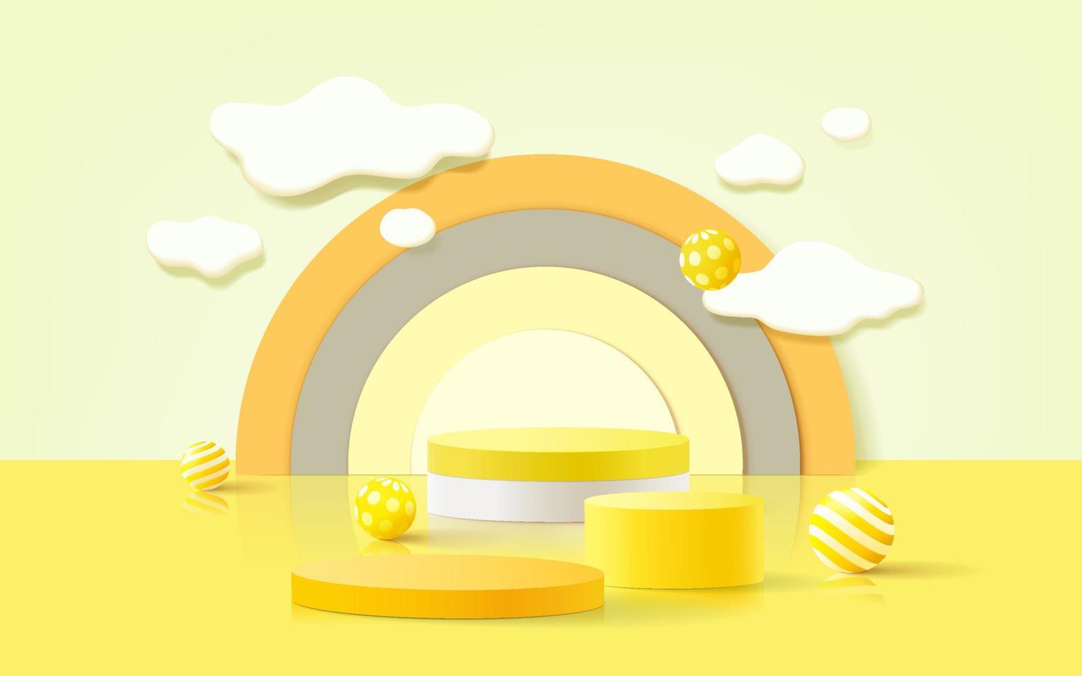 3d podium on background, abstract geometric shapes for kids product display vector