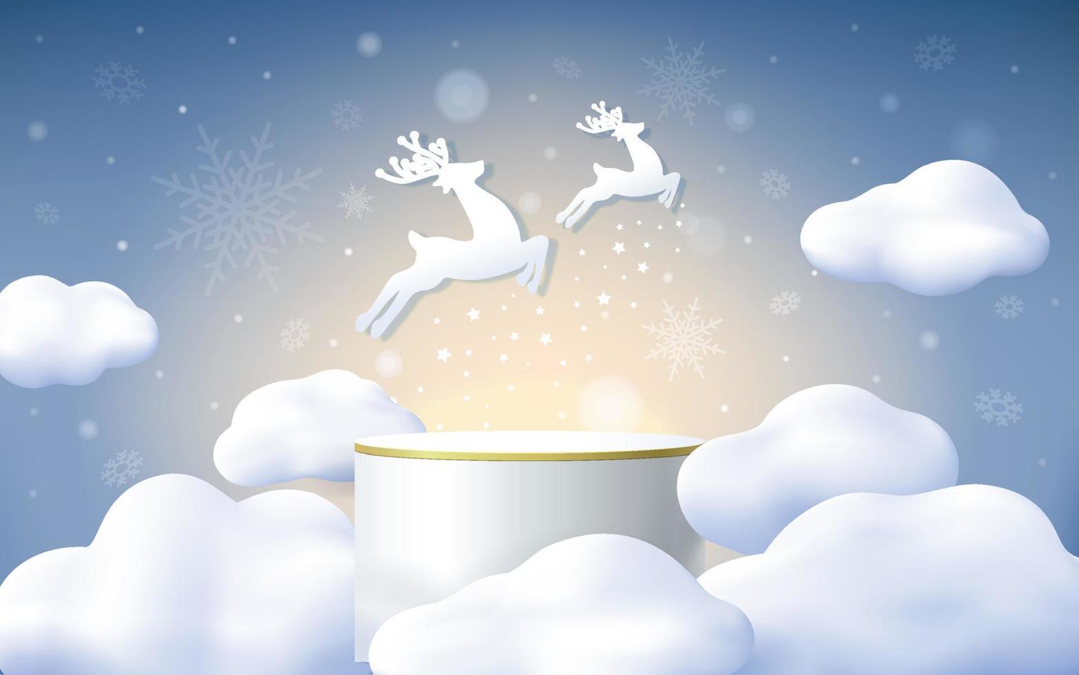 Minimal mock up podium on celebrate xmas background concept 3d render vector