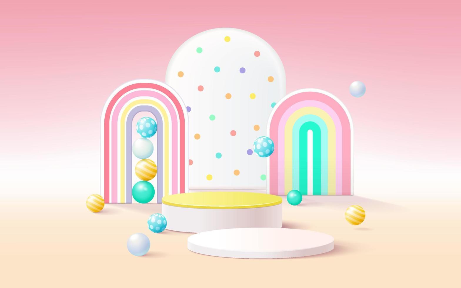Abstract background, scene for kids product display, 3d rendering. vector