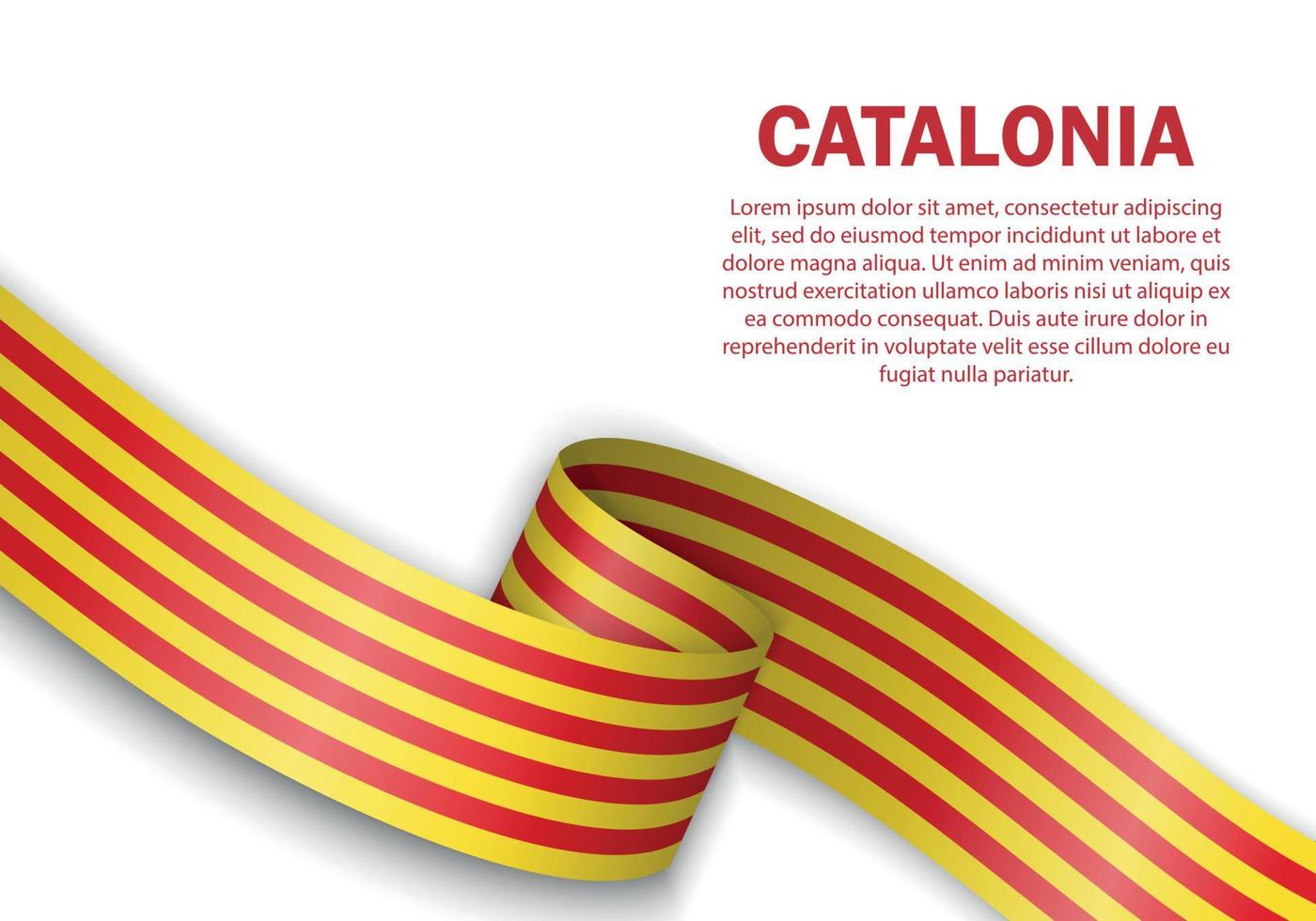 bandera ondeante de cataluña sobre fondo blanco vector