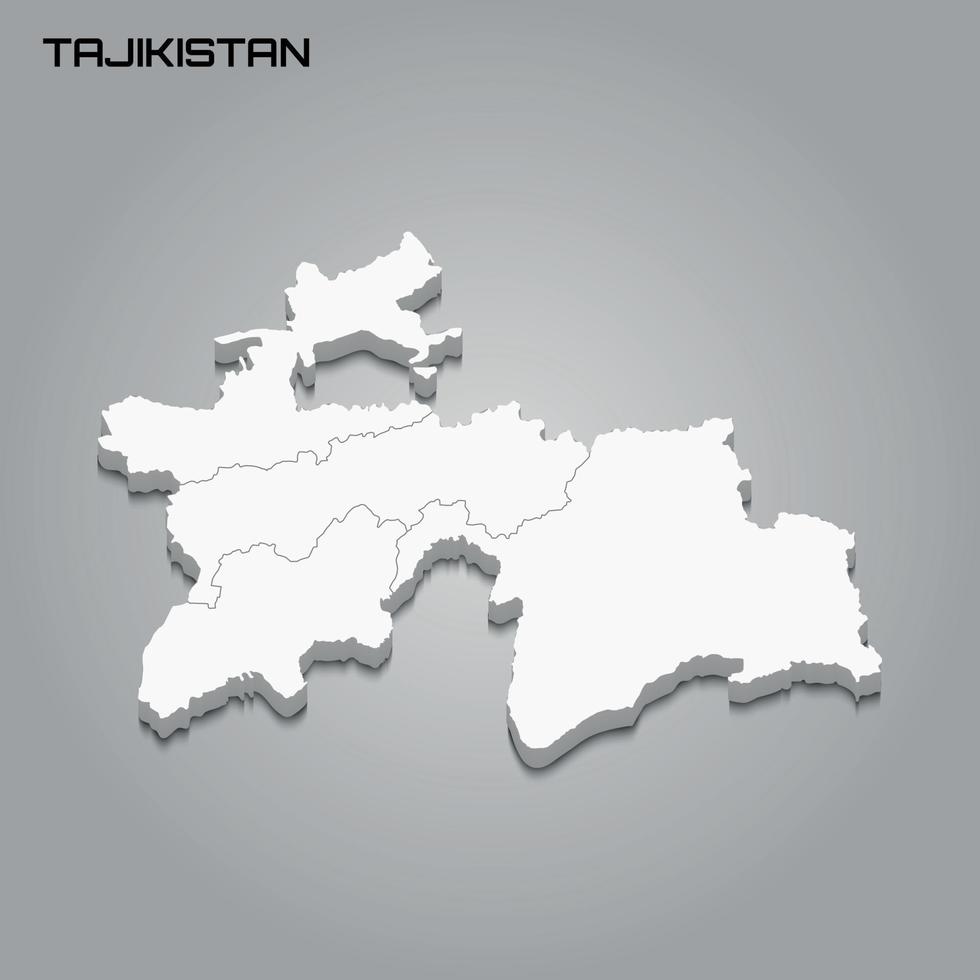 3d map with borders of regions vector
