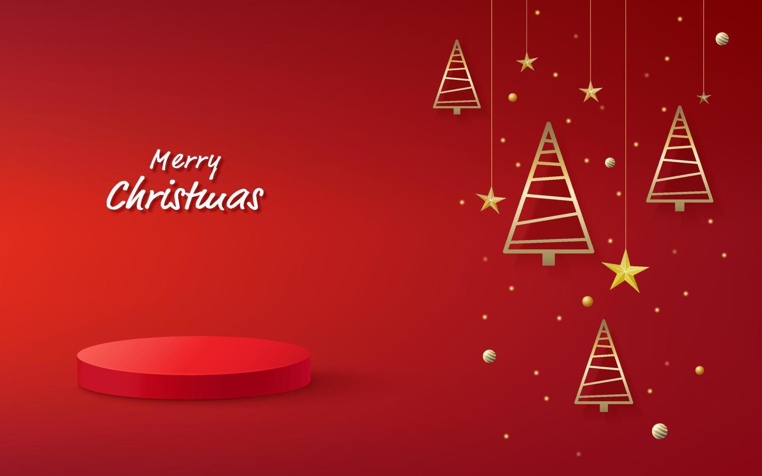 3d rendering scene of christmas holiday with display podium for mock up vector