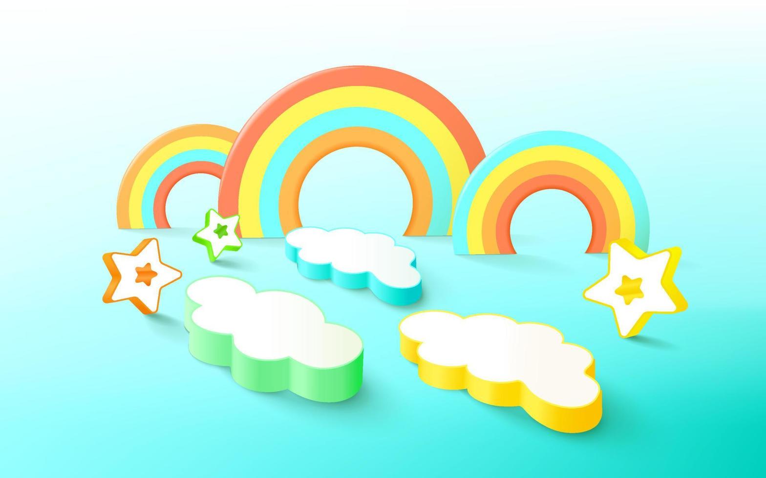 Kids colorful podium product display vector