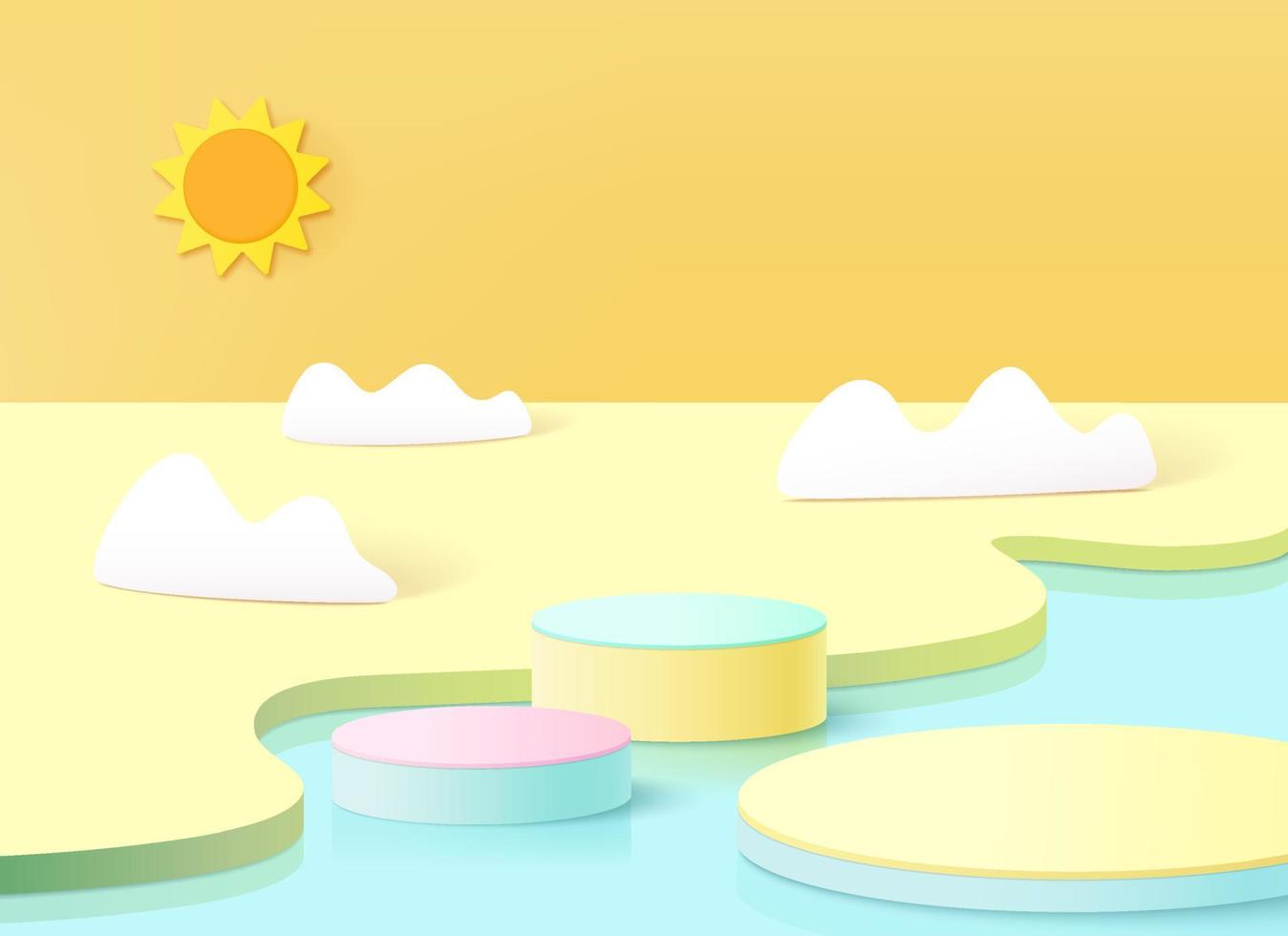 Minimal background mock up with podium for product display. 3d rendering. vector