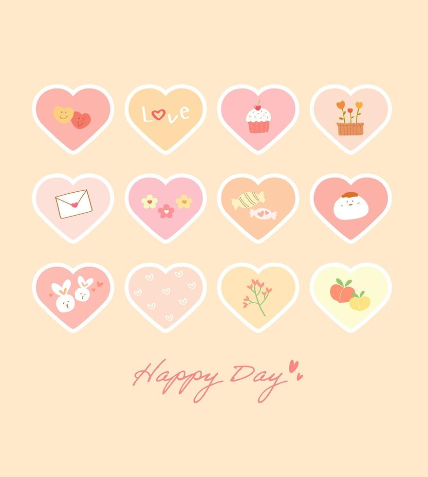 Heart icons set for wedding and valentines day designs Vector