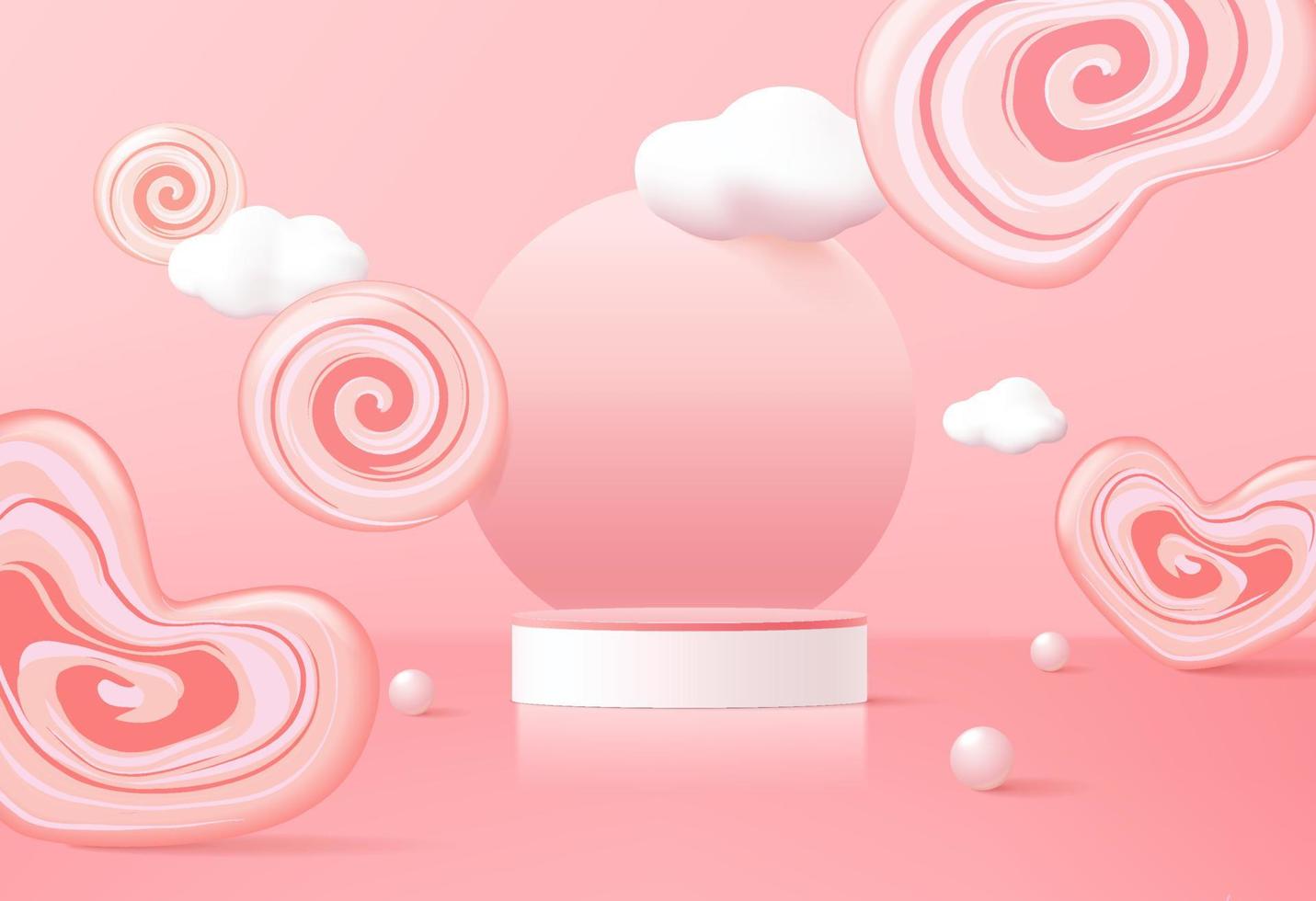 3d rendering of podium and abstract geometric with empty space for product display. vector