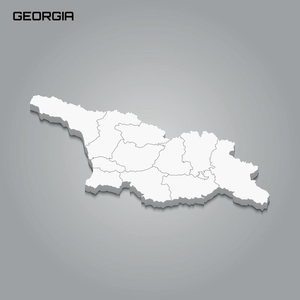 3d map with borders of regions vector