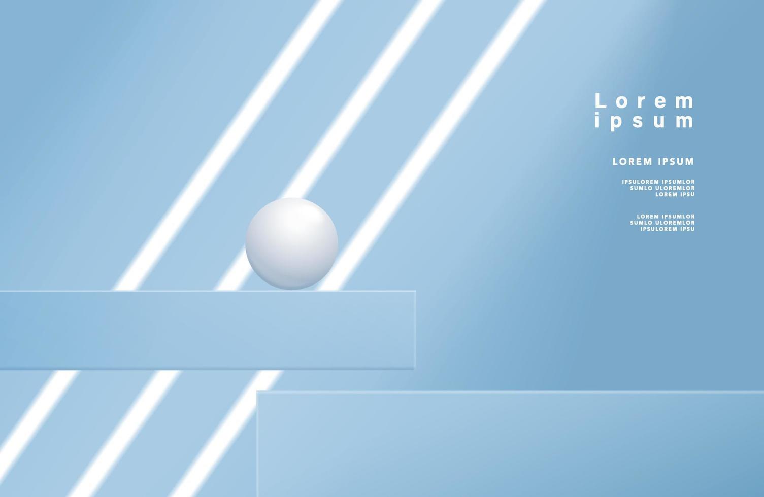 Abstract 3D cylinder pedestal podium with pastel blue minimal wall scene and shadow. Modern vector rendering geometric platform for cosmetic product display presentation.