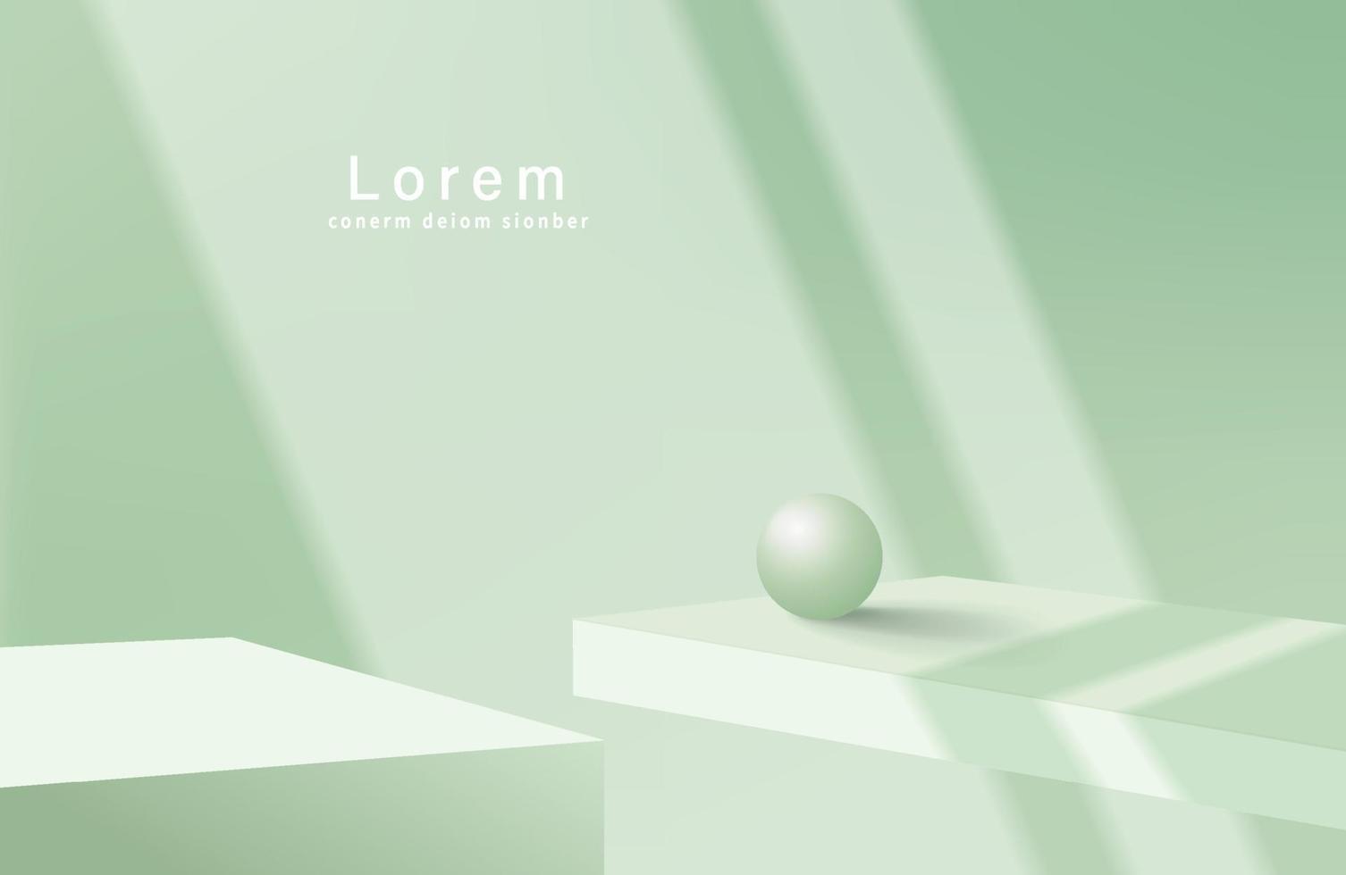 Abstract 3D podium with pastel green minimal wall scene and shadow. Modern vector rendering geometric platform for product display presentation.