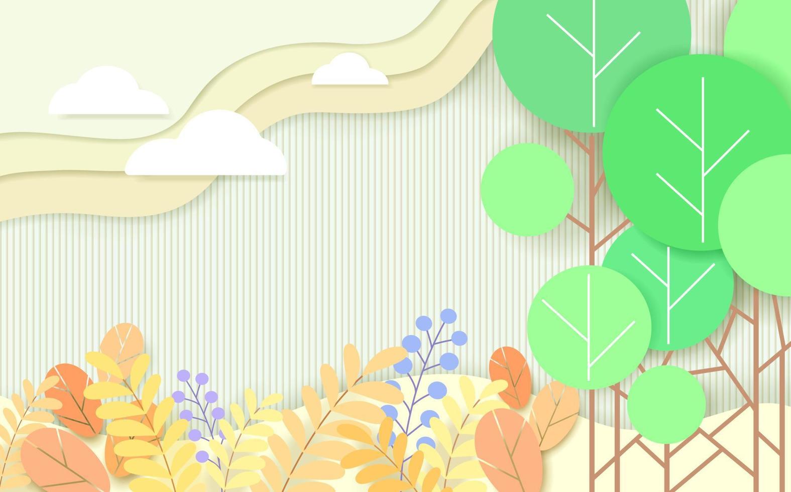 bosque naturaleza paisaje fondo papel arte estilo.vector ilustración. vector