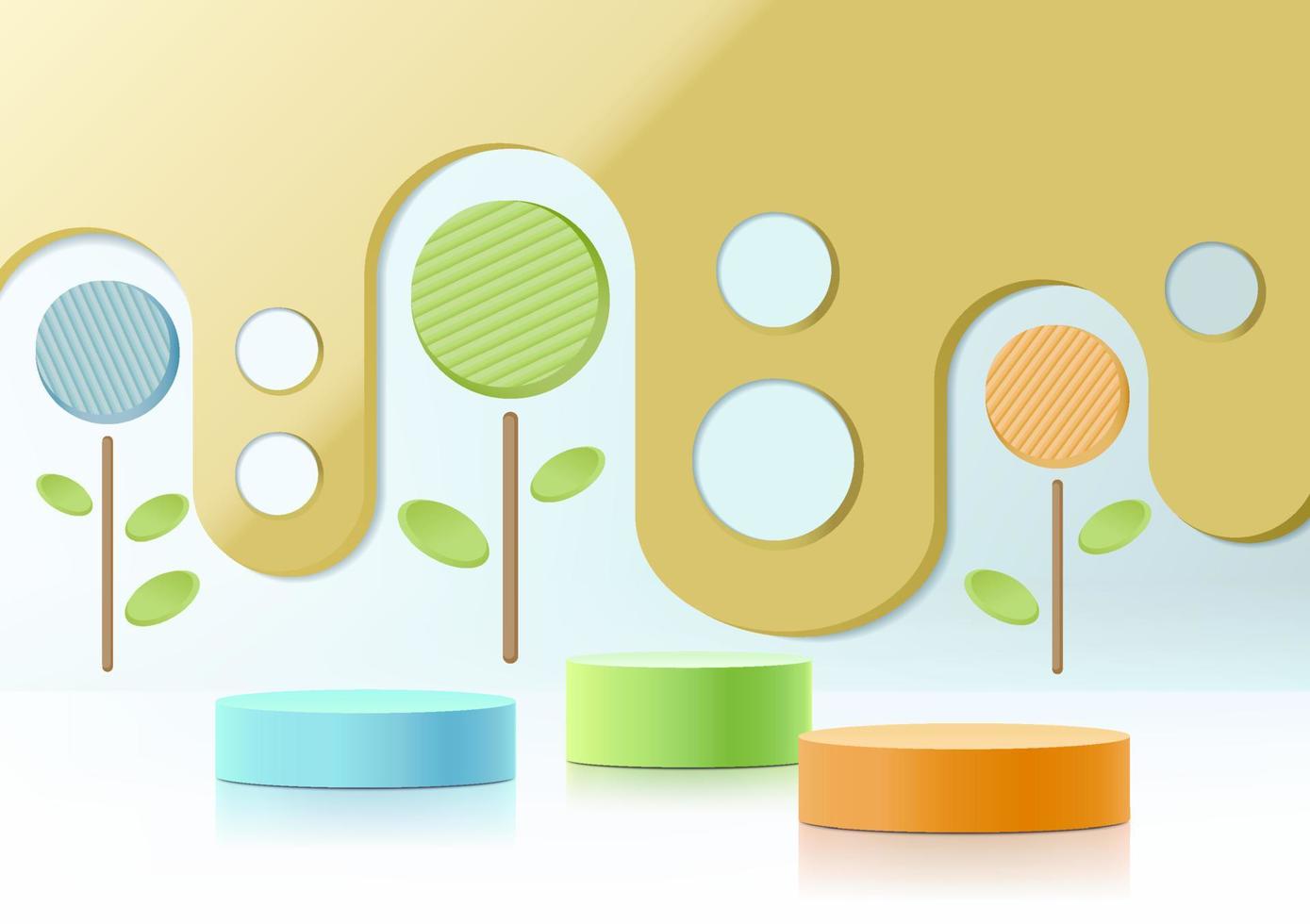 Minimal background mock up with podium for product display. 3d rendering. vector