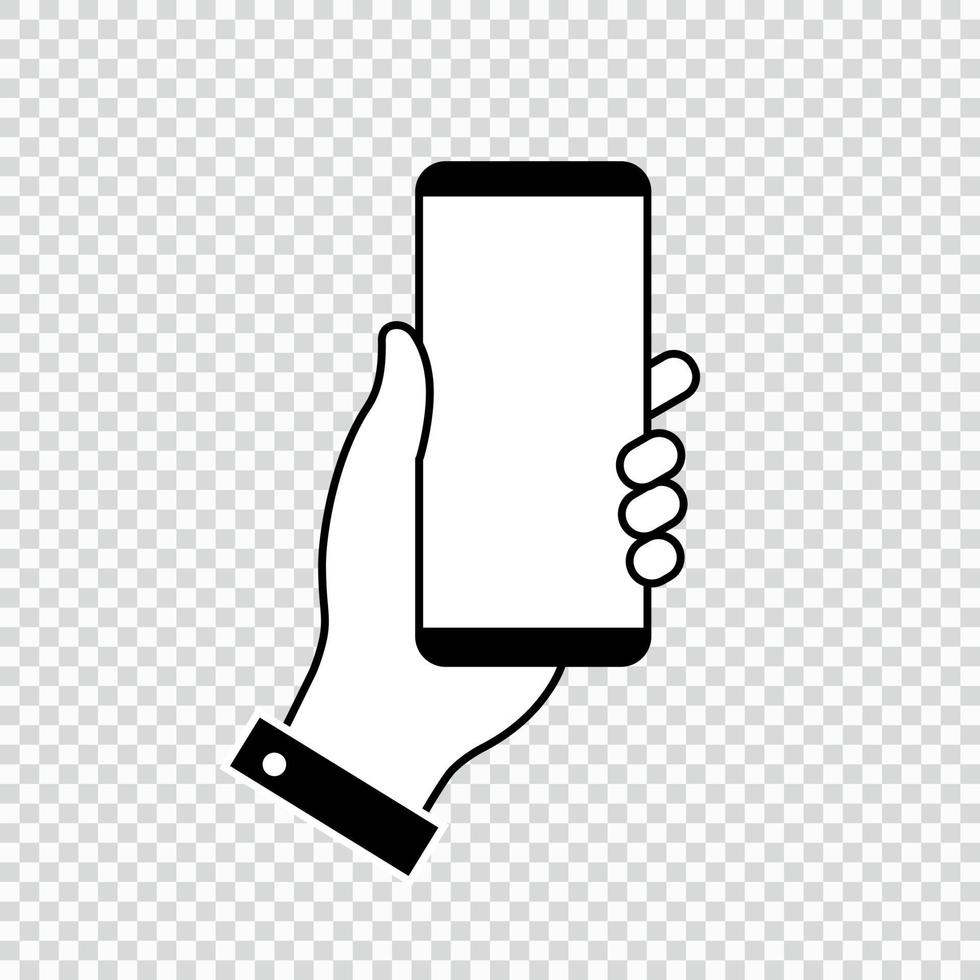 Hand holding Mobile phone . Vector illustration