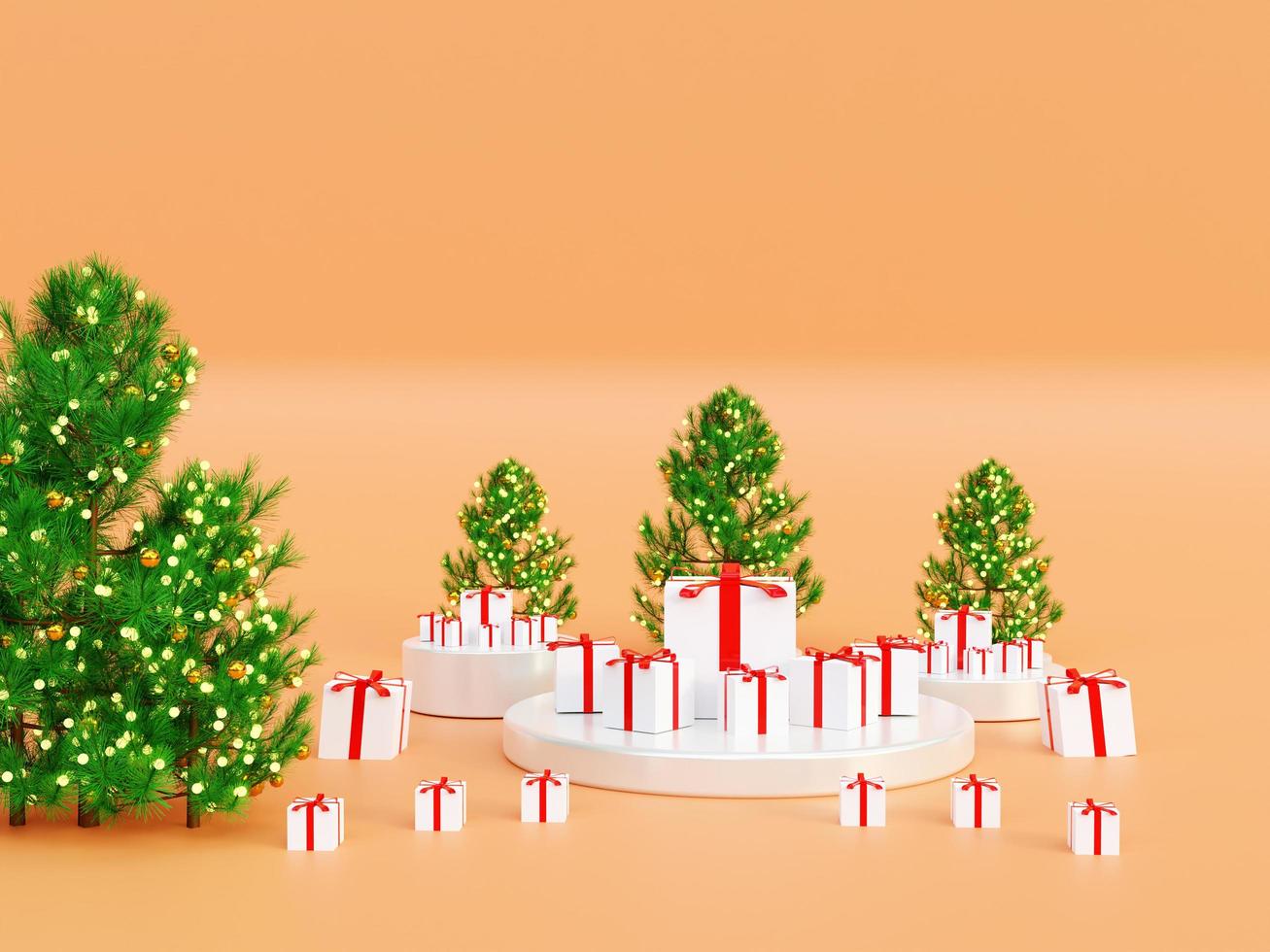 Christmas gift box product podium background photo