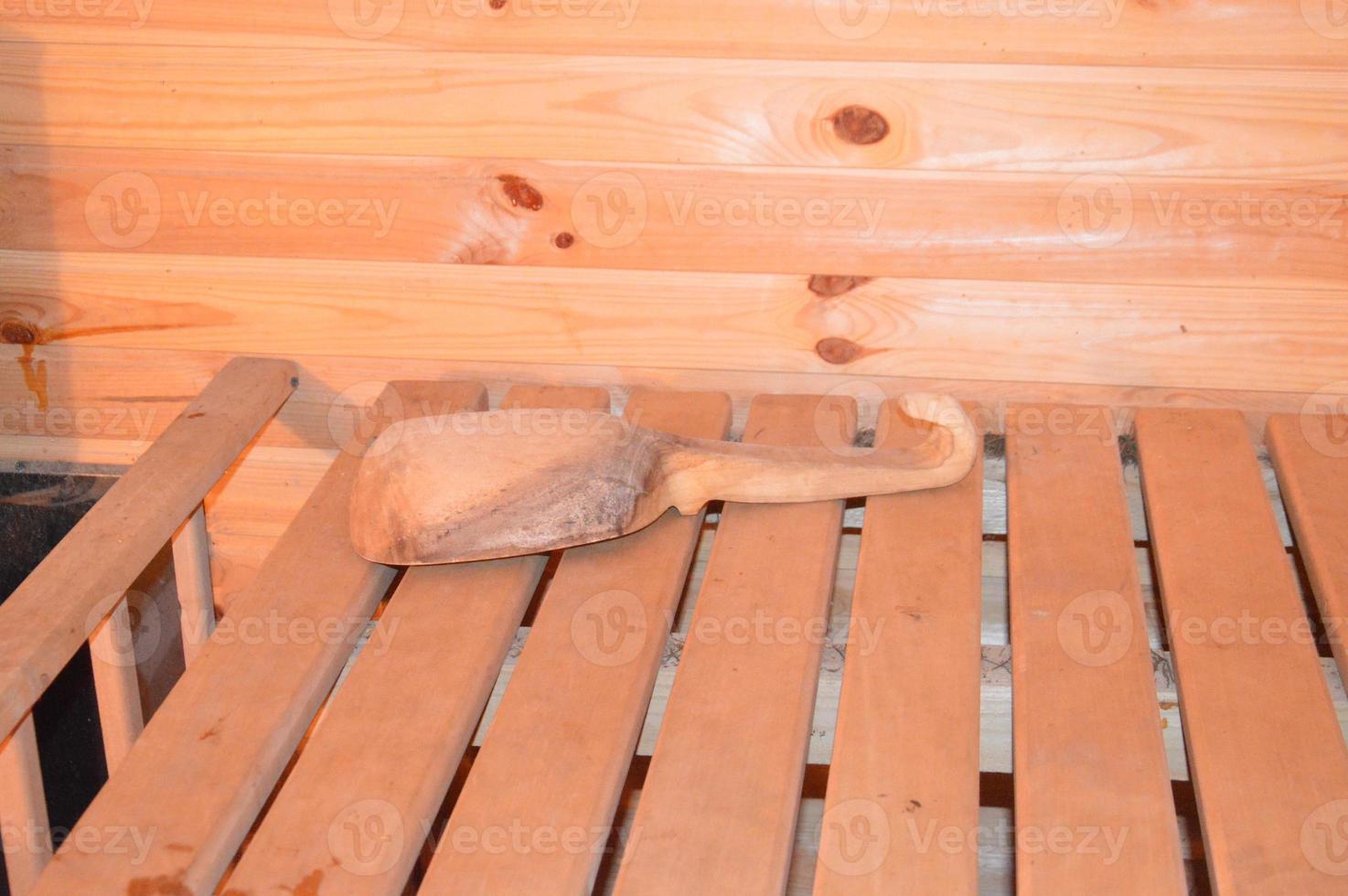 The interior of the sauna and bath for washing and taking procedures photo