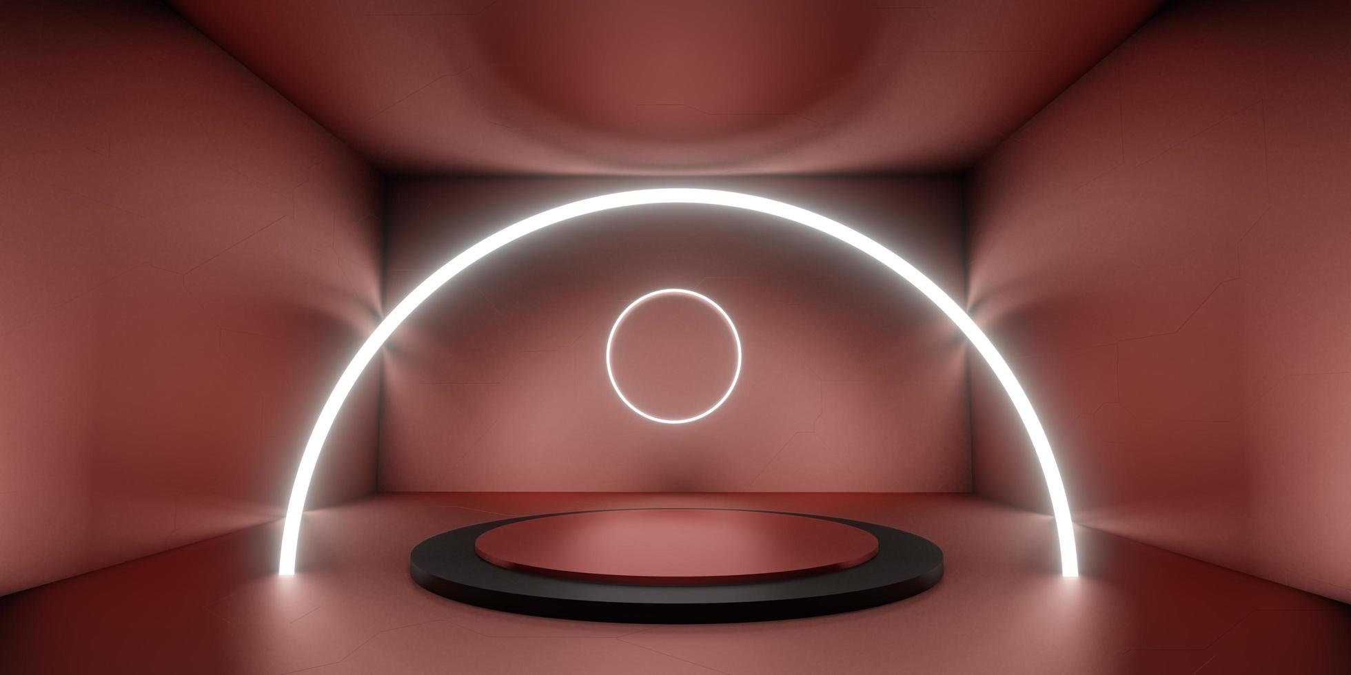 room and pallet Decorated with circular laser lights and tech style walls photo