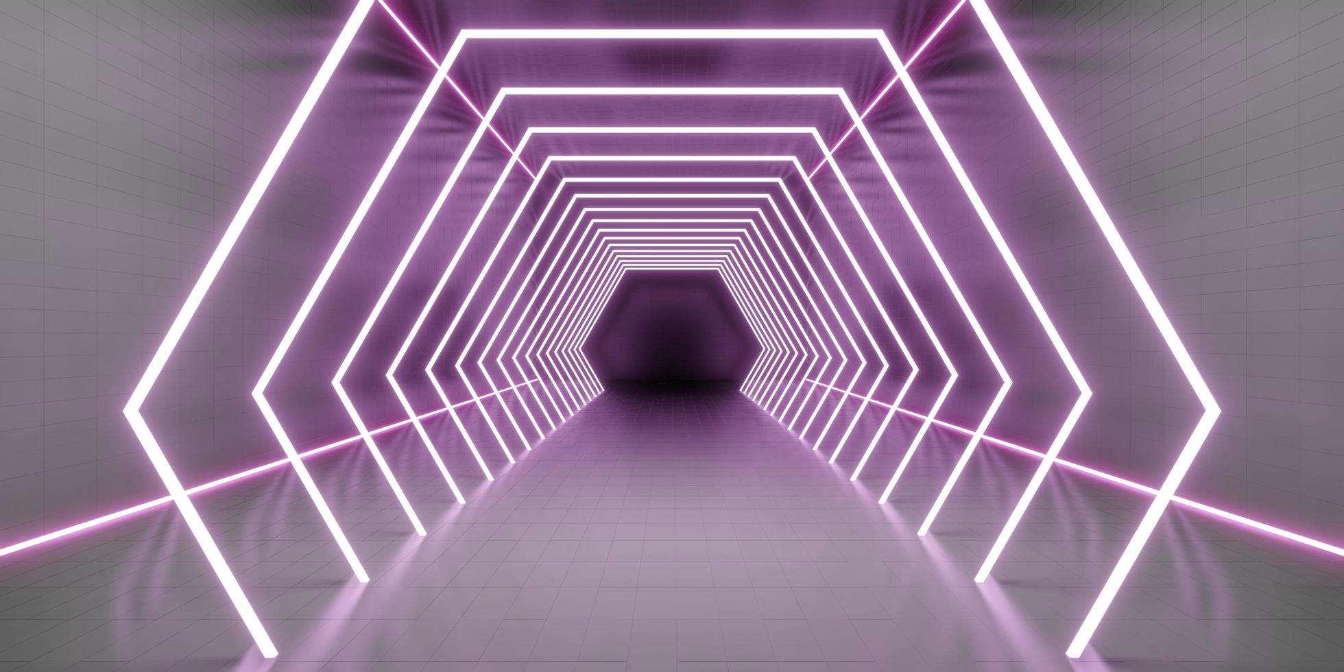 Tunnel of technology laser light and neon light photo