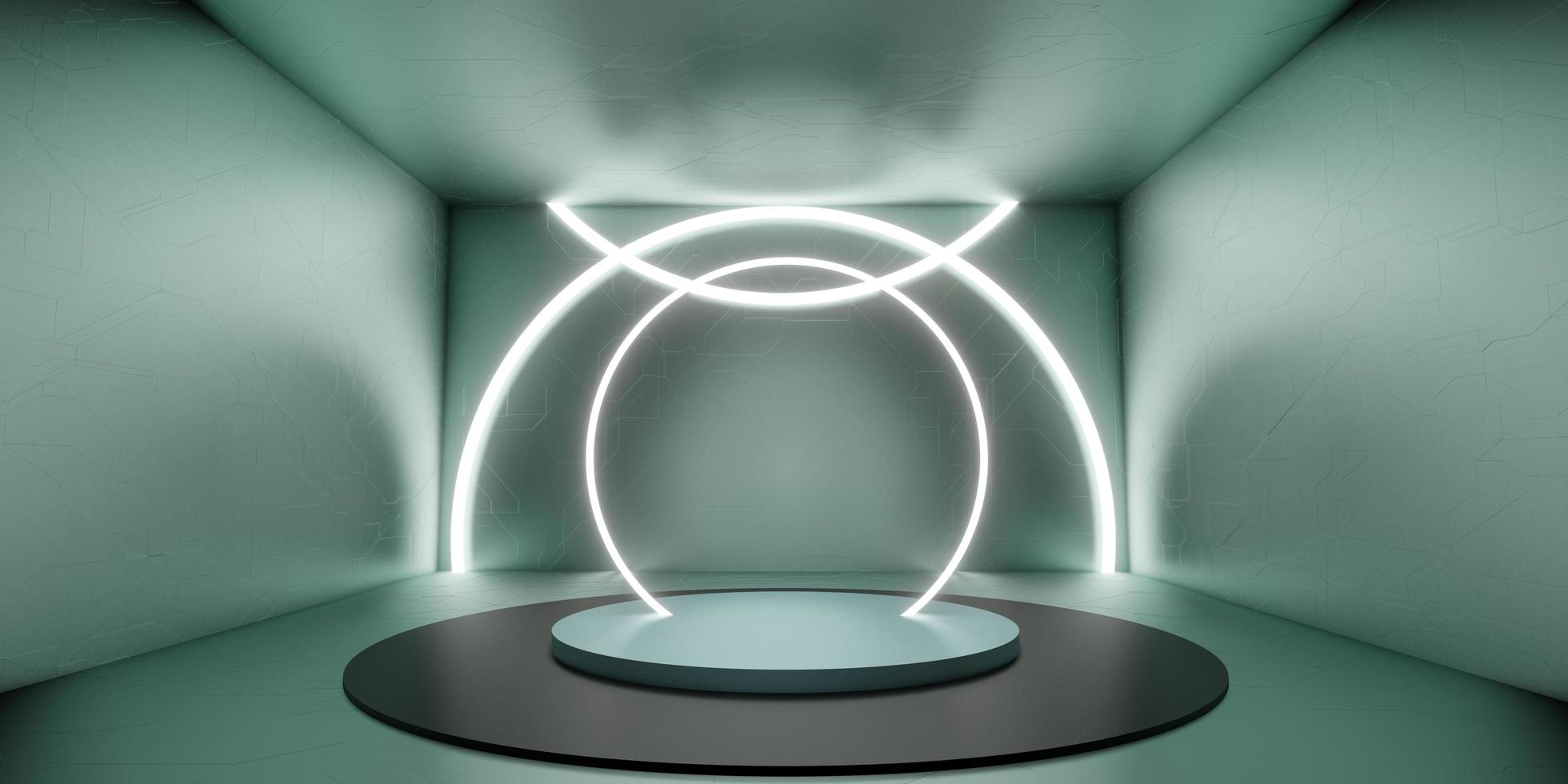 room and pallet Decorated with circular laser lights and tech style walls photo