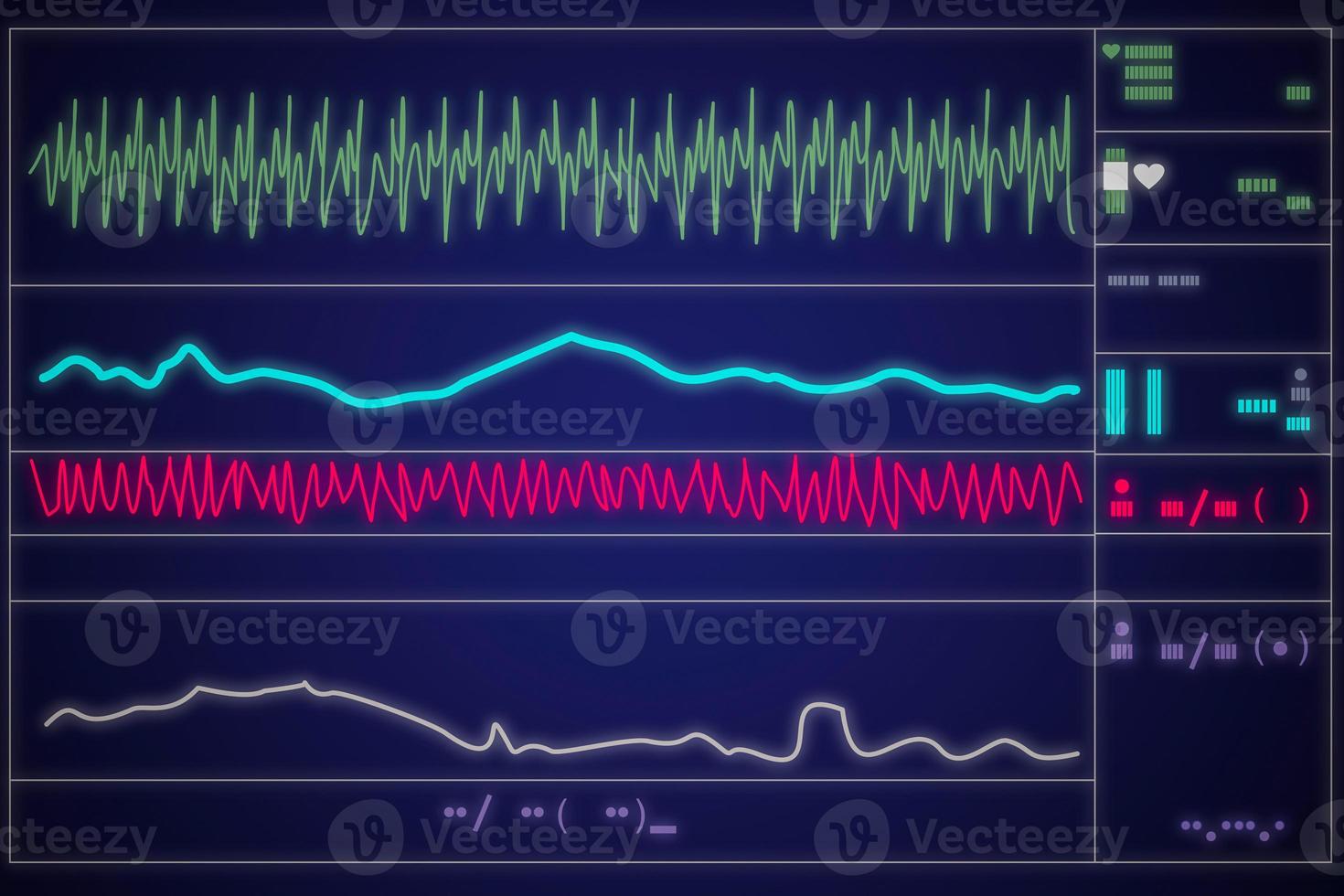 monitor de paciente que muestra signos vitales ecg y ekg. ilustración vectorial foto