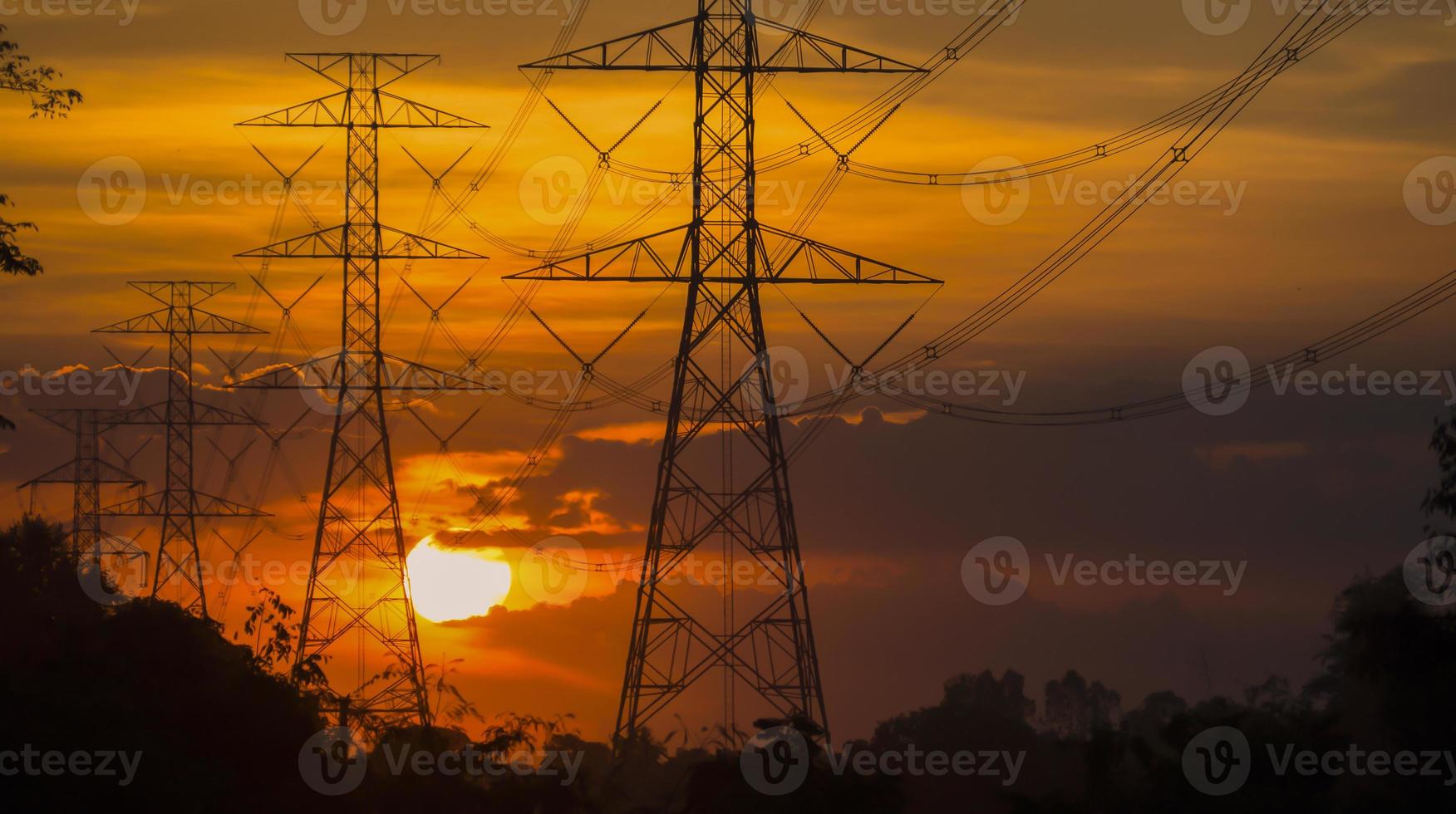 Electrodes, power and energy conservation ideas. During sunset photo