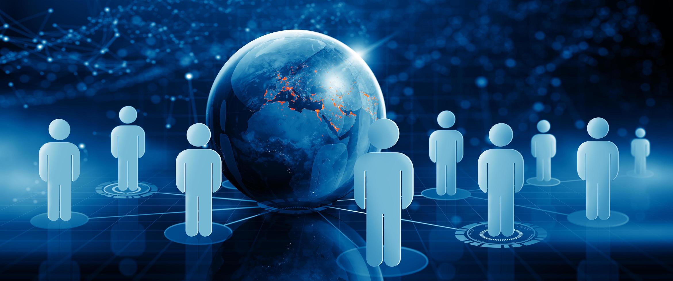 Global communication network and Network community concept. photo