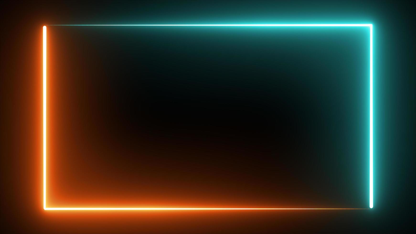 Neon blue and orange border technology background photo