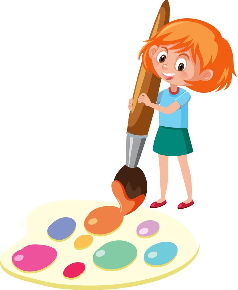 A girl with palette of watercolor vector