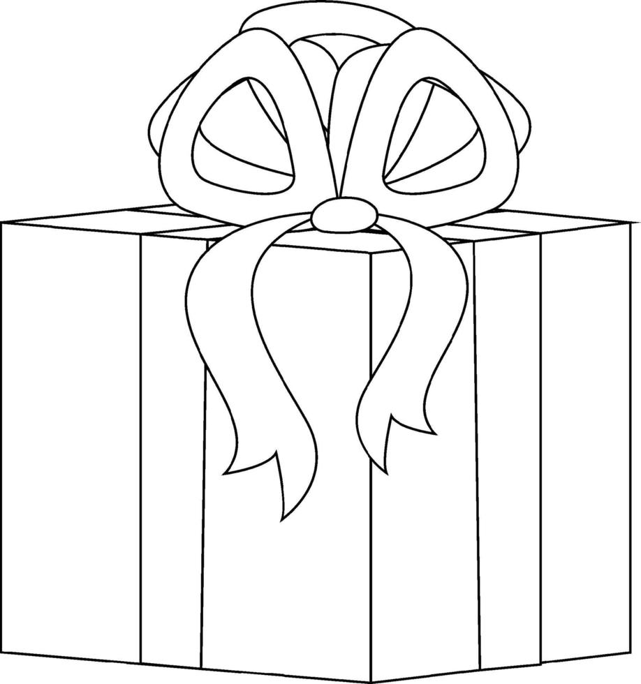 Gift box doodle outline for colouring vector