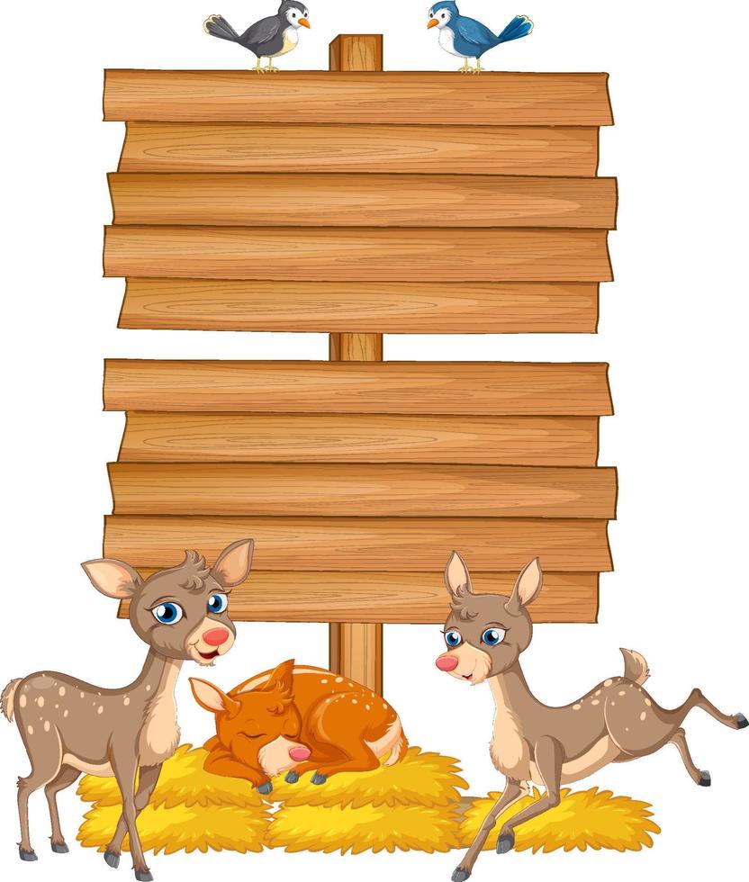 Deer with wooden sign banner vector