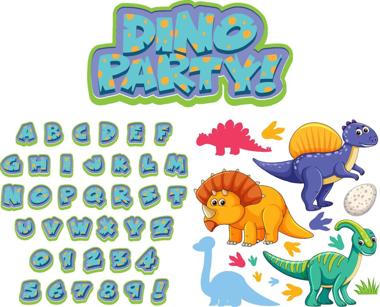 Font design for english alphabets in dinosaur character vector