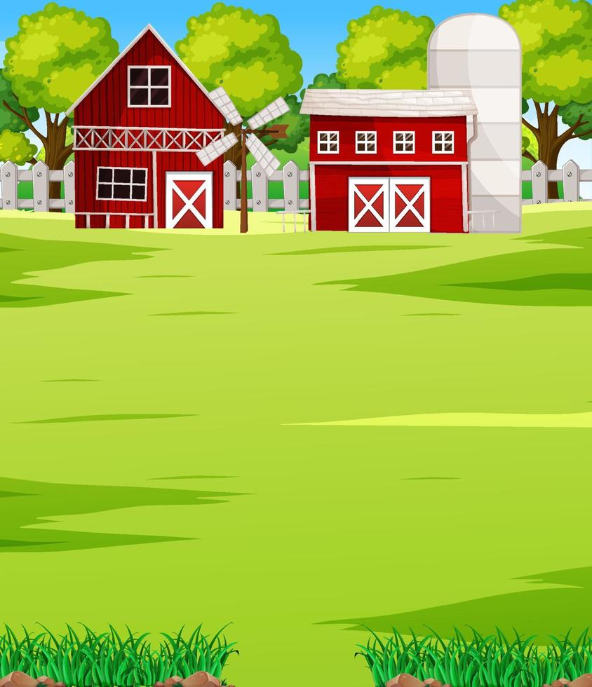 Farm scene landscape with barn vector