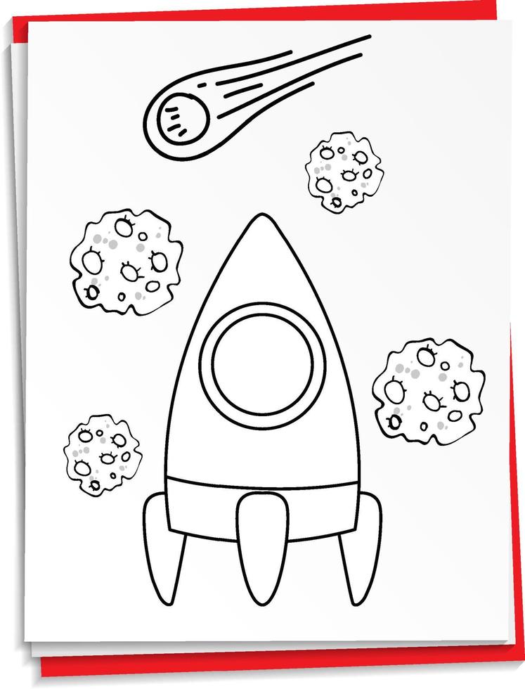 Hand drawn rocket on paper vector