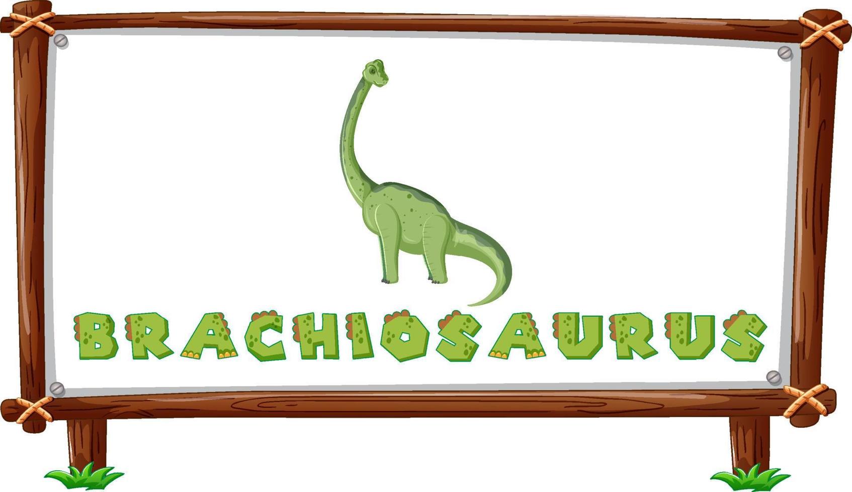 plantilla de marco con dinosaurios y diseño de braquiosaurio de texto dentro vector