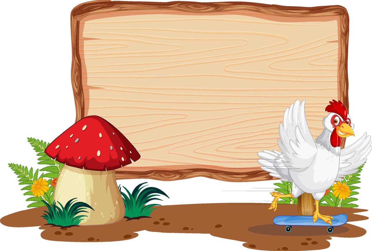 Blank wooden signboard with chicken farm vector