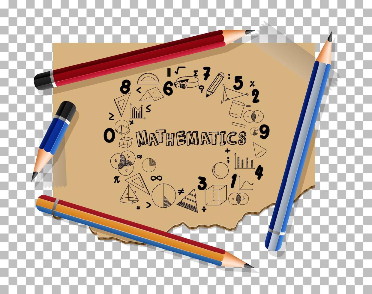 Doodle fórmula matemática con fuente matemática en la página del cuaderno vector