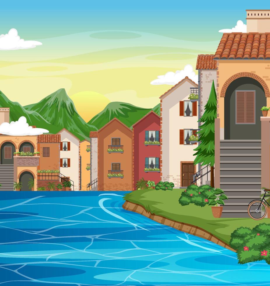 Italy town style house and building landscape vector