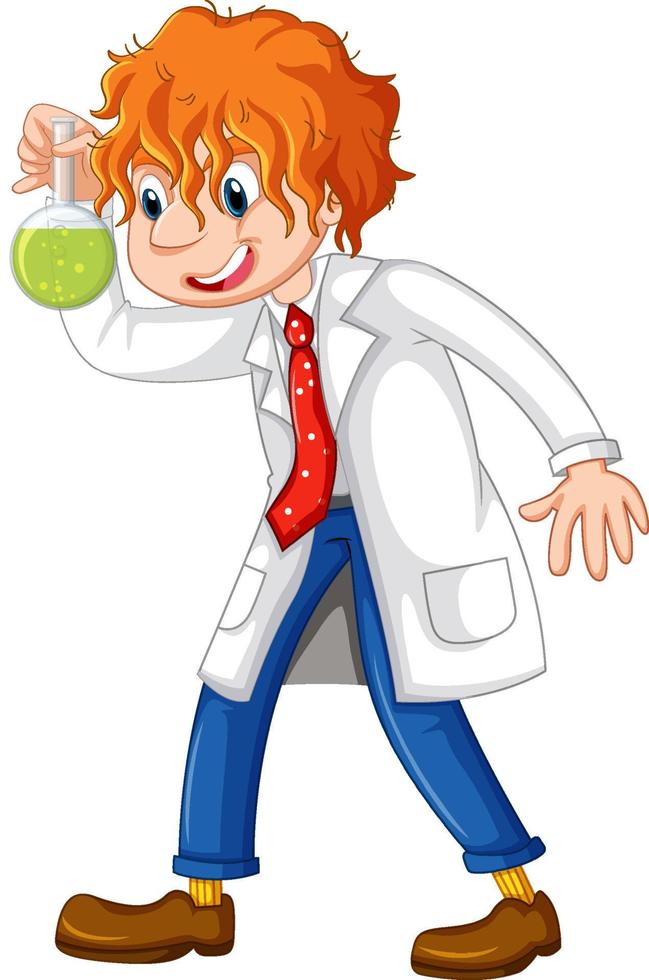 A chemist holding beaker on white background vector