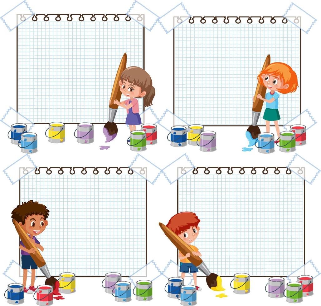 Empty board template with children cartoon character vector