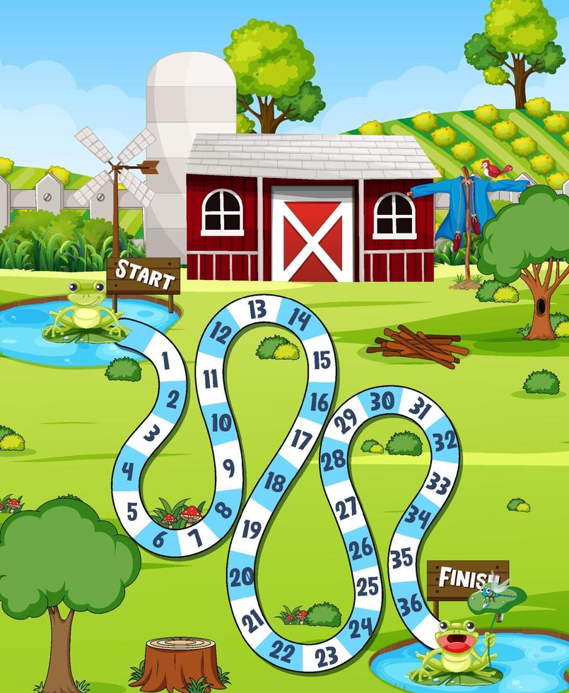 A farm boardgame template vector