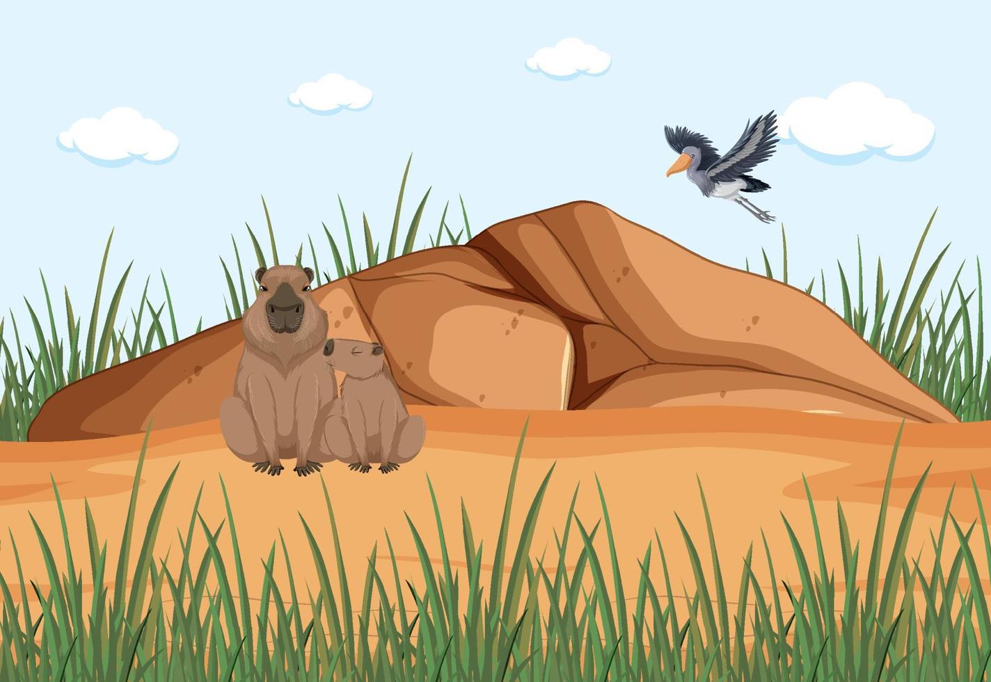 Capybara in nature background vector