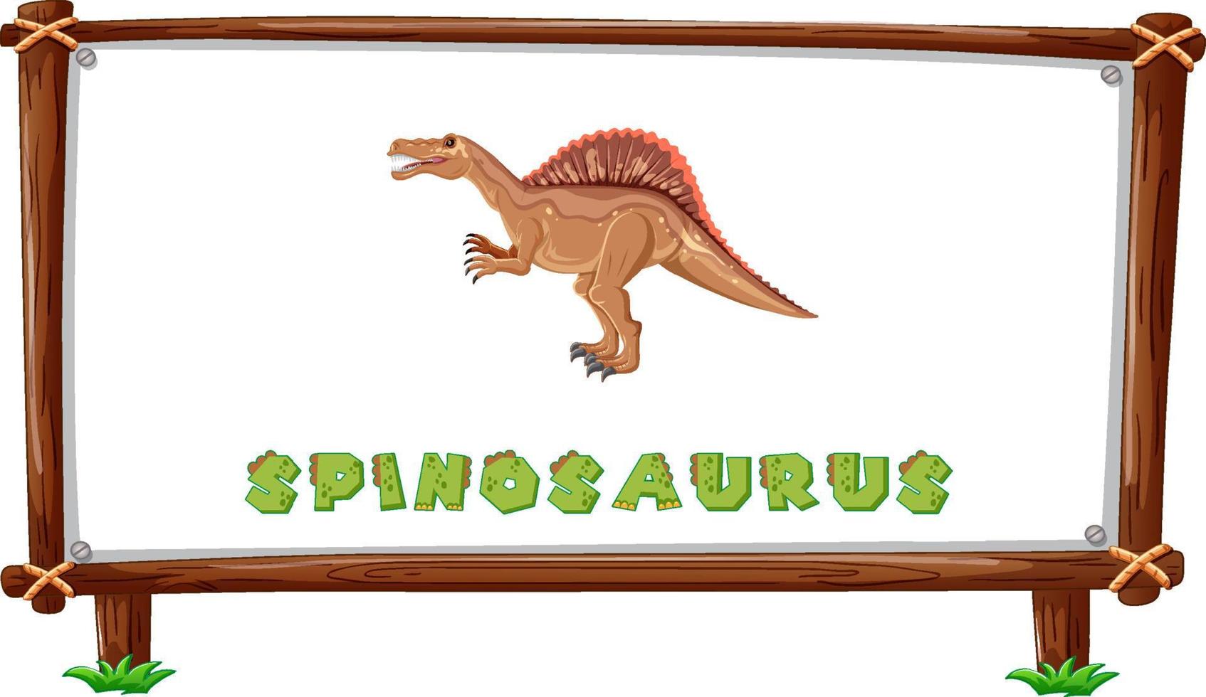 plantilla de marco con dinosaurios y diseño de espinosaurio de texto dentro vector