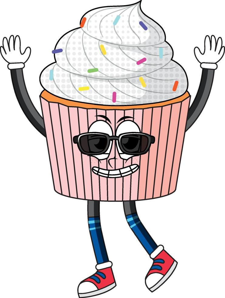 A cupcake cartoon character on white background vector