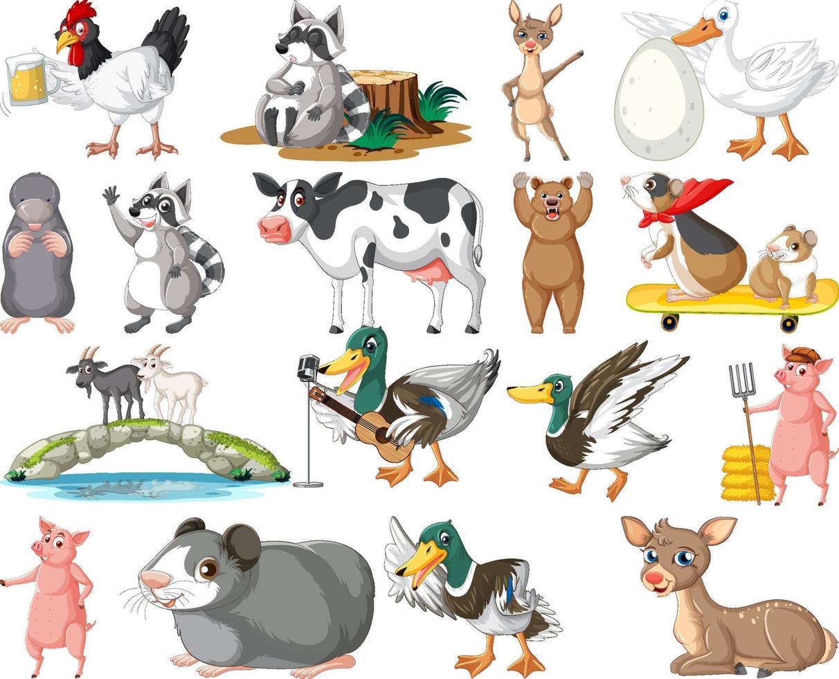 conjunto de diferentes tipos de animales vector