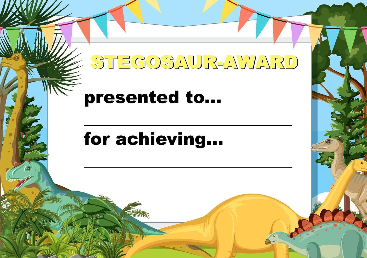 Certificate template with dinosaur vector