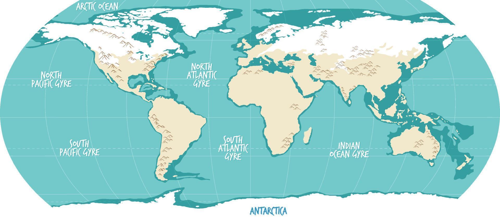 Worldmap with blue ocean and lands vector