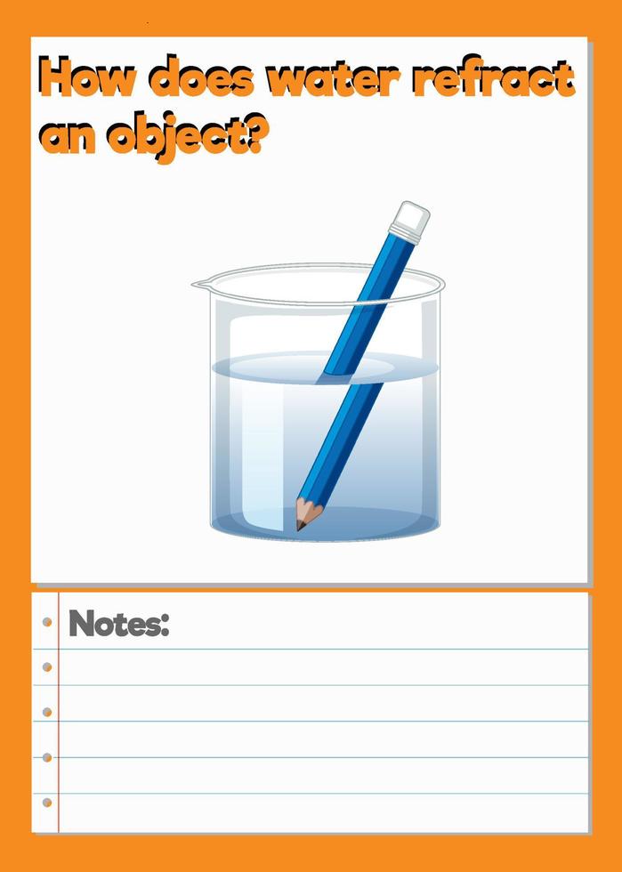 Science Experiment Log Worksheet of water refract an object vector